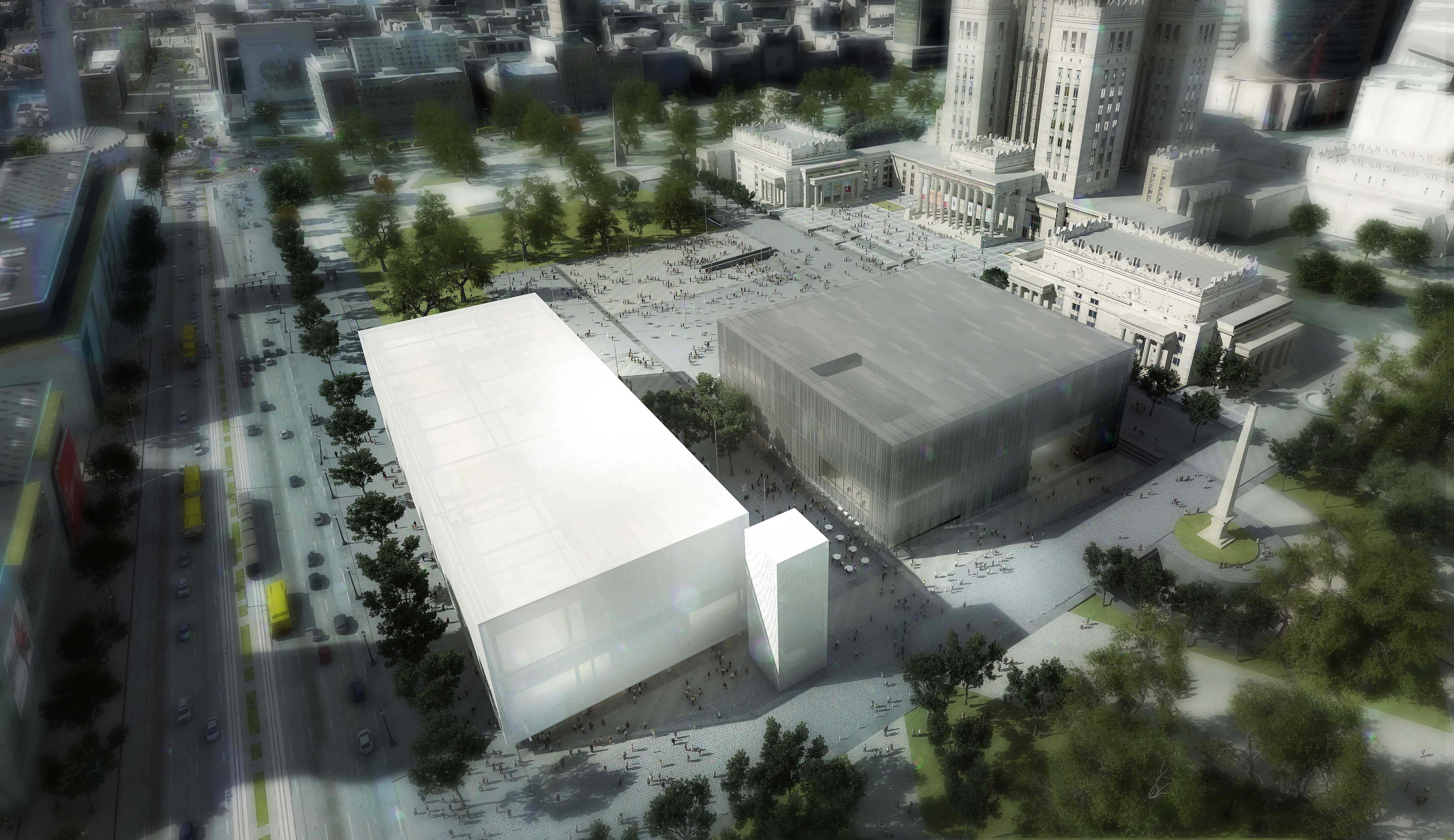 Rendering Of The Museum Of Modern Art And The TR Warszawa Theatre’s Project By Thomas Phifer And Partners. Birds Eye View  